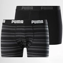Promo 🧨 Lot De 2 Boxers 601015001 Noir Gris de Puma 🔔