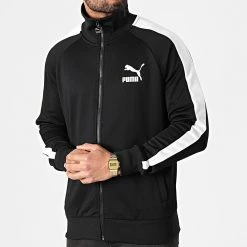 Acheter ⌛ Veste Zippée A Bandes Iconic T7 530094 Noir de Puma ✨ -Puma Soldes 2022 puma 244658 530094 01 20201216T144942 03