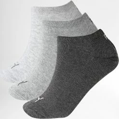 Bon marché 👏 Lot De 3 Paires De Chaussettes Courtes 👟 Sneaker 261080001 Gris Chiné de Puma 🌟