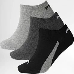 Sortie ⭐ Lot De 3 Paires De Chaussettes 👟 Sneaker 100000956 Noir Gris Chiné de Puma 🎉