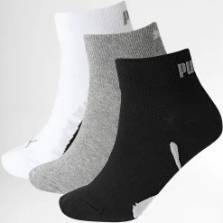 Acheter 💯 Lot De 3 Paires De Chaussettes Quarter 100000957 Blanc Noir Gris Chiné de Puma 💯