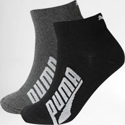 Meilleure vente ✨ Lot De 2 Paires De Chaussettes Quarter 100000959 Noir Gris Chiné de Puma 💯