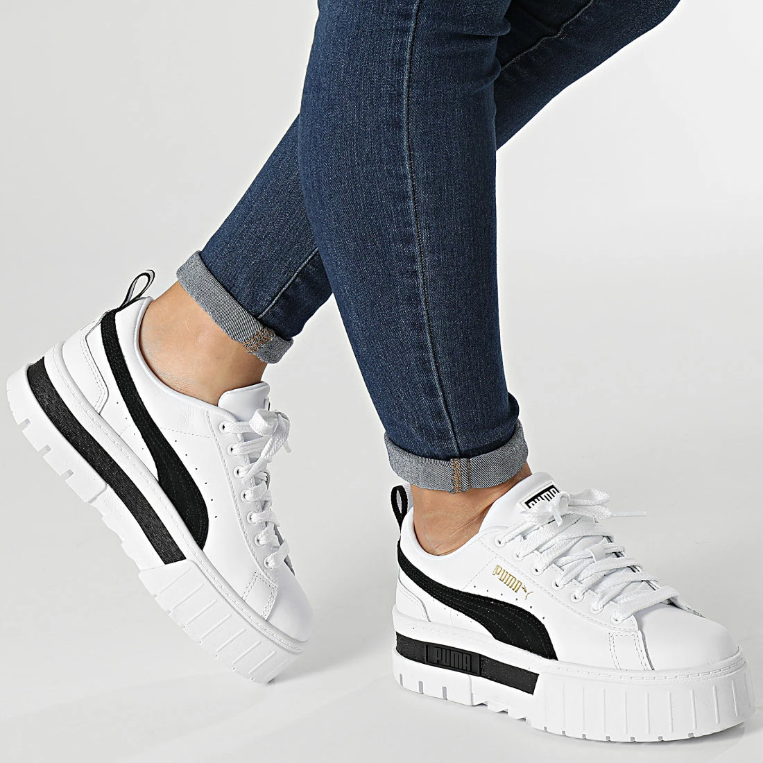 Bon marché 🔥 Baskets Femme Mayze Leather 381983 Puma White Puma Black ⭐ 5 Bon marché 🔥 Baskets Femme Mayze Leather 381983 Puma White Puma Black ⭐ – Image 3
