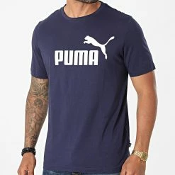 Top 10 🤩 Tee 👕 Shirt Essential Logo Bleu Marine de Puma 🔥
