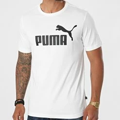 Sortie 🧨 Tee 👕 Shirt Essential Logo Blanc de Puma 👍