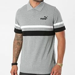 Remise 👍 Polo Manches Courtes 586753 Gris Chiné de Puma ⭐