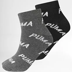 Offres 😉 Lot De 2 Paires De Chaussettes 100000954 Noir Gris Chiné de Puma 🔥