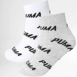 Remise 😉 Lot De 2 Paires De Chaussettes 100000954 Blanc Gris Chiné de Puma 🤩
