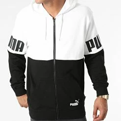 Grosses soldes 🥰 Sweat Zippé Capuche Coloblock 589432 Noir Blanc de Puma 🔥 -Puma Soldes 2022 puma 274433 589432 02 20210722T123245 03