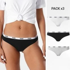 Acheter 😍 Lot De 3 Strings 503008001 Noir Blanc Gris Chiné de Puma 🎉