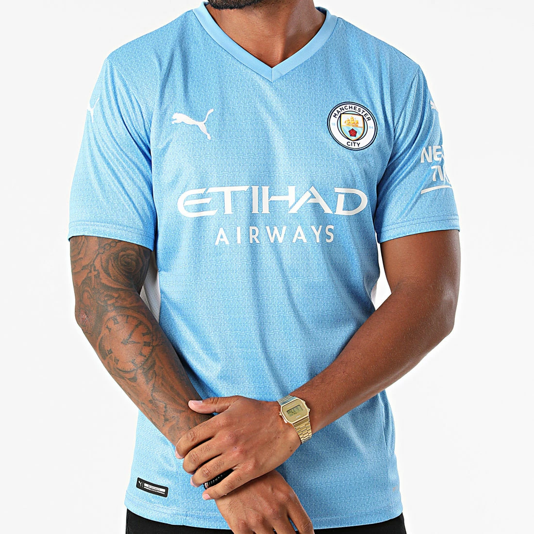 Meilleure vente ✨ Maillot de Foot Col V Manchester City 759202 Bleu Clair de Puma ✔️ 5 Meilleure vente ✨ Maillot de Foot Col V Manchester City 759202 Bleu Clair de Puma ✔️ – Image 3