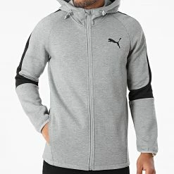 Budget ✨ Sweat Zippé Capuche 585812 Gris Chiné de Puma 🌟 -Puma Soldes 2022 puma 279442 585812 03 20210818T160049 03