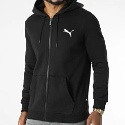 Top 10 👍 Sweat Zippé Capuche Essential Small Logo 586702 Noir de Puma ❤️