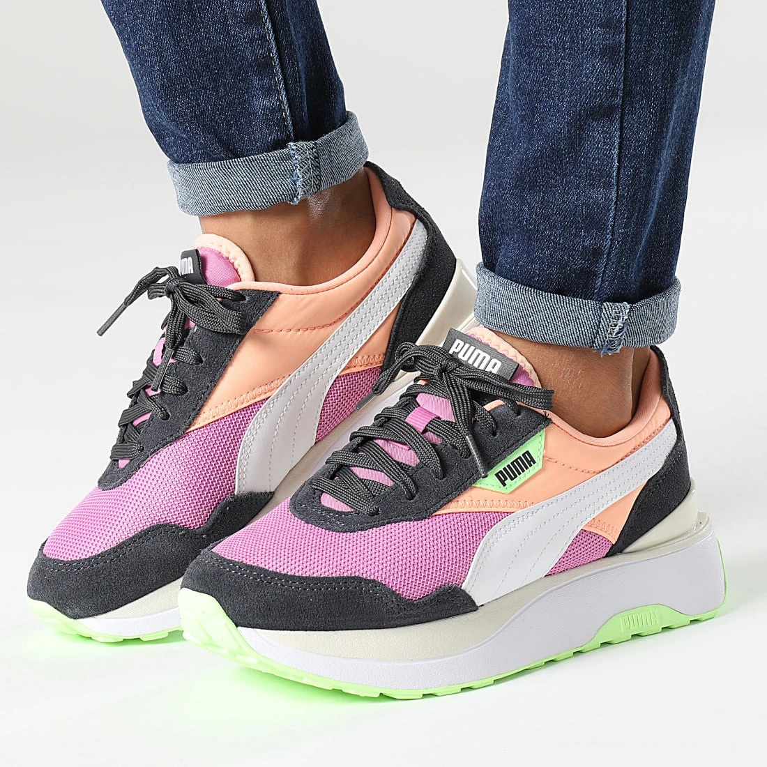 Tout neuf 🔔 Baskets Femme Cruise Rider Silk Road 375072 Fizzy Melon Ebony de Puma 🌟 3 Tout neuf 🔔 Baskets Femme Cruise Rider Silk Road 375072 Fizzy Melon Ebony de Puma 🌟