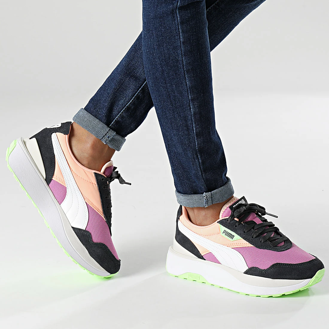 Tout neuf 🔔 Baskets Femme Cruise Rider Silk Road 375072 Fizzy Melon Ebony de Puma 🌟 5 Tout neuf 🔔 Baskets Femme Cruise Rider Silk Road 375072 Fizzy Melon Ebony de Puma 🌟 – Image 3