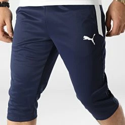 Nouveau 🤩 Short Jogging Long 657271 Bleu Marine de Puma ⭐