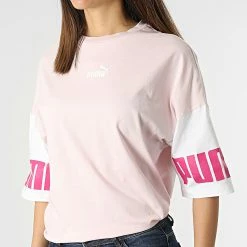 Grosses soldes 👍 Tee 👚 Shirt Femme Power Colourblock Rose de Puma ❤️