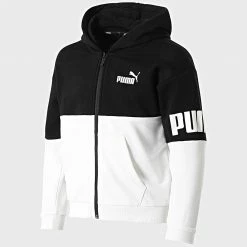 Budget 😀 Sweat Capuche Zippé Enfant Power Noir Blanc de Puma 🧨