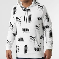 Promo 👏 Sweat Capuche 847386 Blanc Noir de Puma ⌛