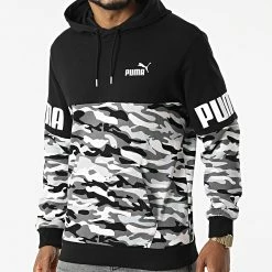 Nouveau 🥰 Sweat Capuche Camouflage 848872 Noir Gris Blanc de Puma 😀