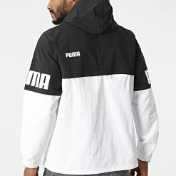 Remise 🛒 Coupe-Vent Capuche 847475 Blanc Noir de Puma 😍 -Puma Soldes 2022 puma 299109 847475 01 20220119T150334 04