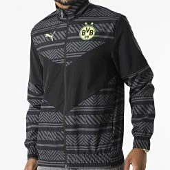 Meilleur prix 🥰 Veste Zippée Borussia Dortmund Prematch Noir Gris de Puma 😀
