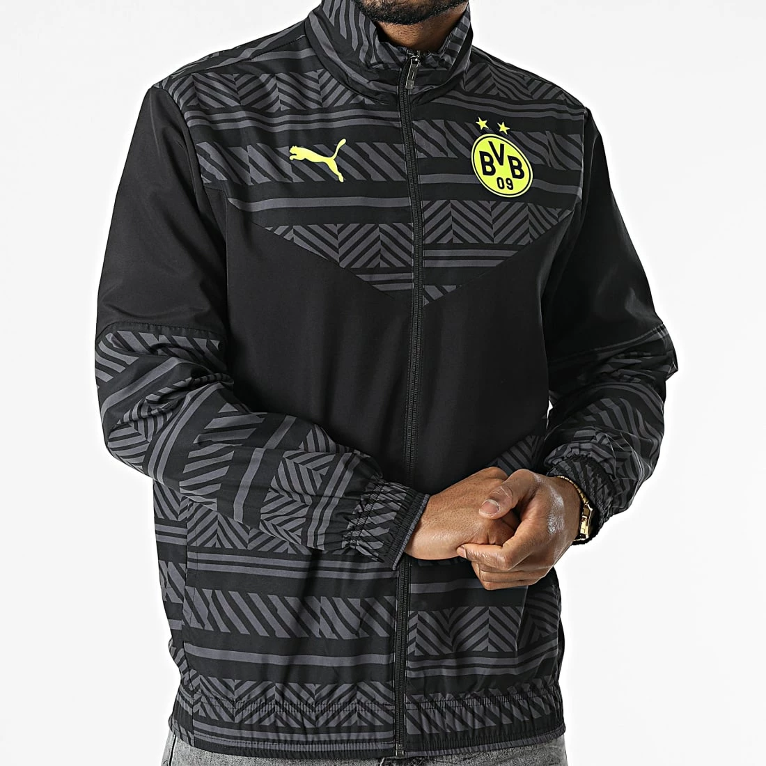 Meilleur prix 🥰 Veste Zippée Borussia Dortmund Prematch Noir Gris de Puma 😀 5 Meilleur prix 🥰 Veste Zippée Borussia Dortmund Prematch Noir Gris de Puma 😀 – Image 3