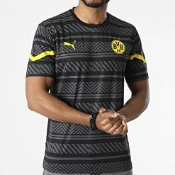 Remise ✨ Tee 👚 Shirt Borussia Dortmund Prematch Noir Gris de Puma ⌛ -Puma Soldes 2022 puma 300661 765018 02 20220216T145231 03