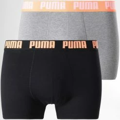Grosses soldes ⭐ Lot De 2 Boxers Everyday Gris Chiné Noir de Puma 💯