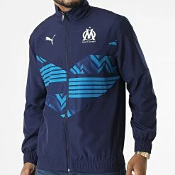 Acheter 🧨 Veste Zippée OM Prematch 765123 Bleu Marine de Puma 👏 -Puma Soldes 2022 puma 303006 765123 12 20220210T161000 03