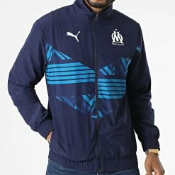 Acheter 🧨 Veste Zippée OM Prematch 765123 Bleu Marine de Puma 👏 -Puma Soldes 2022 puma 303006 765123 12 20220210T161002 04