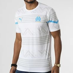 Puma Soldes 2022 42 Top 10 🤩 Tee 👕 Shirt OM Prematch 765120 Blanc de Puma 😉