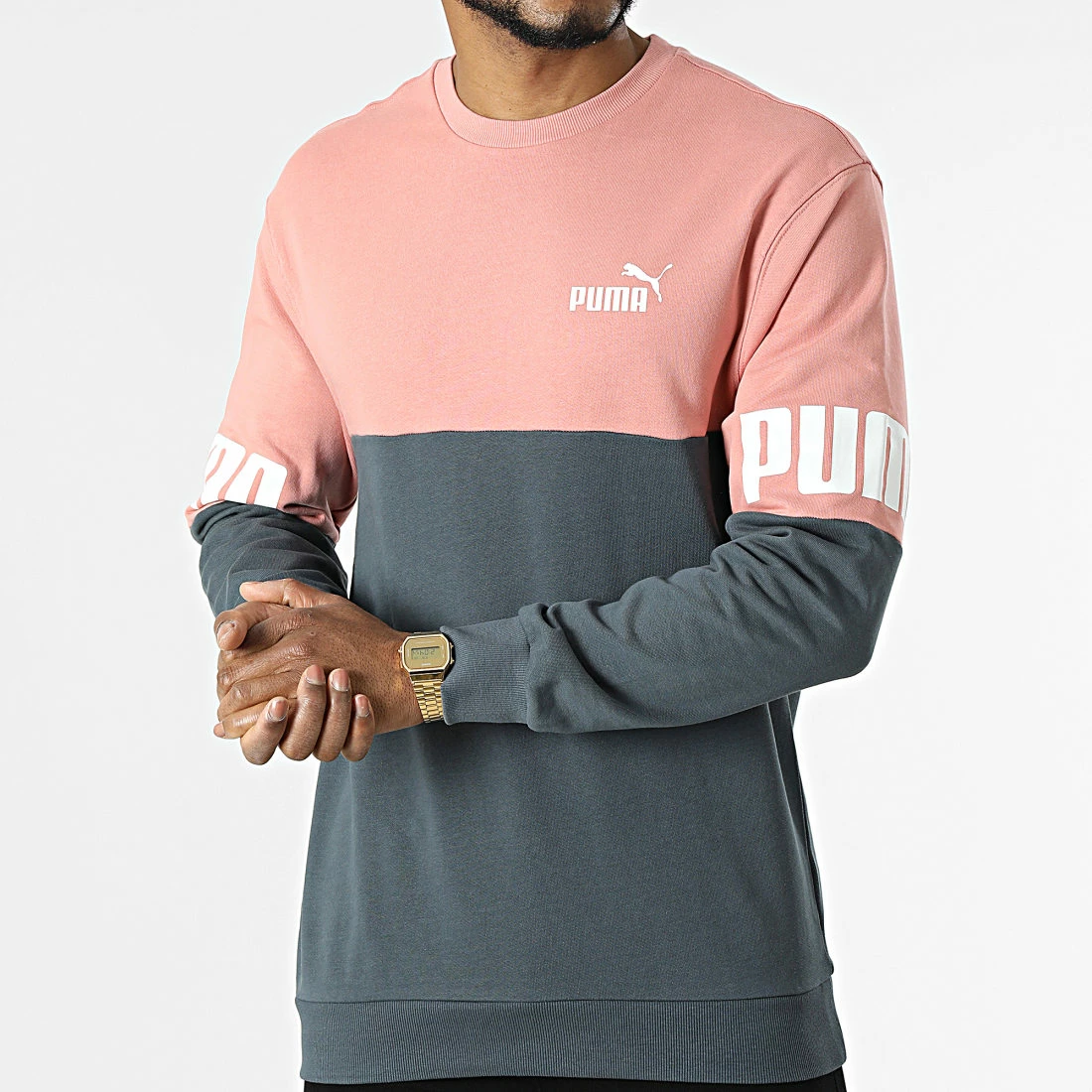 Top 10 🔔 Sweat Crewneck Power Colorblock 848008 Gris Anthracite Rose de Puma 🌟 5 Top 10 🔔 Sweat Crewneck Power Colorblock 848008 Gris Anthracite Rose de Puma 🌟 – Image 3