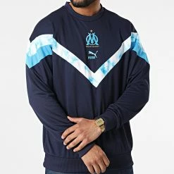 Meilleure vente 😍 Sweat Crewneck OM 765153 Bleu Marine de Puma ❤️ -Puma Soldes 2022 puma 316807 765153 12 20220425T160355 03