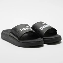 Promo 💯 Claquettes Softride Slide 382111 Puma Black Puma White 😍