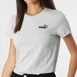 Remise 🧨 Tee 👚 Shirt Femme 586776 Gris Chiné de Puma ❤️