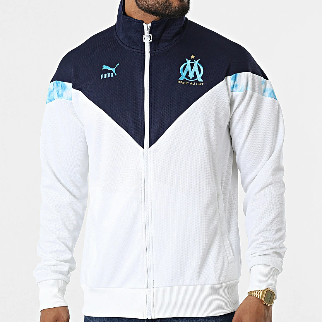 Le moins cher 🎁 Veste Zippée OM Iconic Blanc Bleu Marine de Puma 🥰 3 Le moins cher 🎁 Veste Zippée OM Iconic Blanc Bleu Marine de Puma 🥰