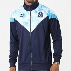 Puma Soldes 2022 40 Sortie 👏 Veste Zippée OM Iconic Bleu Marine de Puma 🎉
