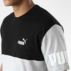 Nouveau ⌛ Tee 👚 Shirt Puma Power Colorblock 849801 Gris Chiné Noir 🧨 -Puma Soldes 2022 puma 326114 849801 04 20220706T160213 02