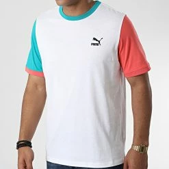 Nouveau 🛒 Tee 👚 Shirt Classics Block 535617 Blanc de Puma 👍