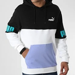 Budget 🤩 Sweat Capuche Puma Power Colorblock 849812 Blanc Noir 🤩 -Puma Soldes 2022 puma 326185 849812 51 20220706T155158 03