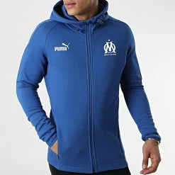 Bon marché ⭐ Veste Zippée A Capuche OM Casuals 767300 Bleu Roi de Puma 😉 -Puma Soldes 2022 puma 326644 767300 21 20220706T155544 03