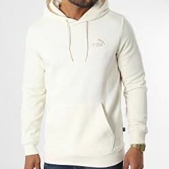 Budget ✨ Sweat Capuche Essential Embroidery Logo 587186 Beige de Puma ⌛