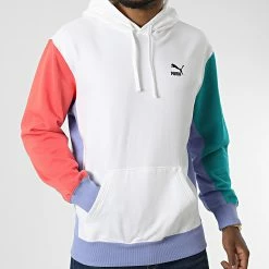Vente flash ✔️ Sweat Capuche 535619 Blanc Vert Violet de Puma 😍 -Puma Soldes 2022 puma 328336 535619 02 20220721T154718 03