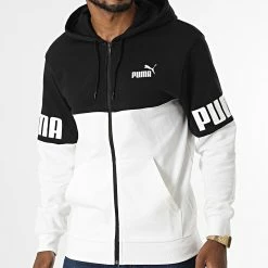 Budget 🤩 Sweat Zippé Capuche 849842 Noir Blanc de Puma 😍