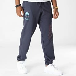 Promo ✨ Pantalon Jogging OM Football Culture 767316 Bleu Marine Doré de Puma ⭐