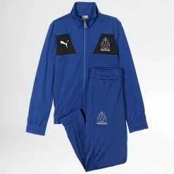 Budget 😍 Ensemble Veste Zippée Et Pantalon Jogging Enfant OM Training 769616 Bleu Roi de Puma 😉
