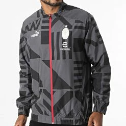 Nouveau ⌛ Veste Zippée AC Milan Prematch 767551 Gris Anthracite de Puma 👏