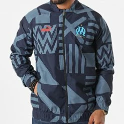 Meilleure affaire 🔔 Veste Zippée OM Prematch 767264 Bleu Marine de Puma 🥰
