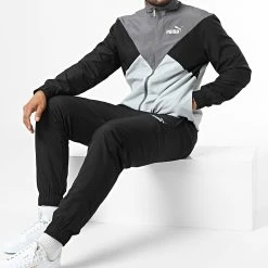 Acheter 🎉 Ensemble Veste Zippée et Pantalon Jogging 670036 Noir Gris Gris Anthracite de Puma ⭐